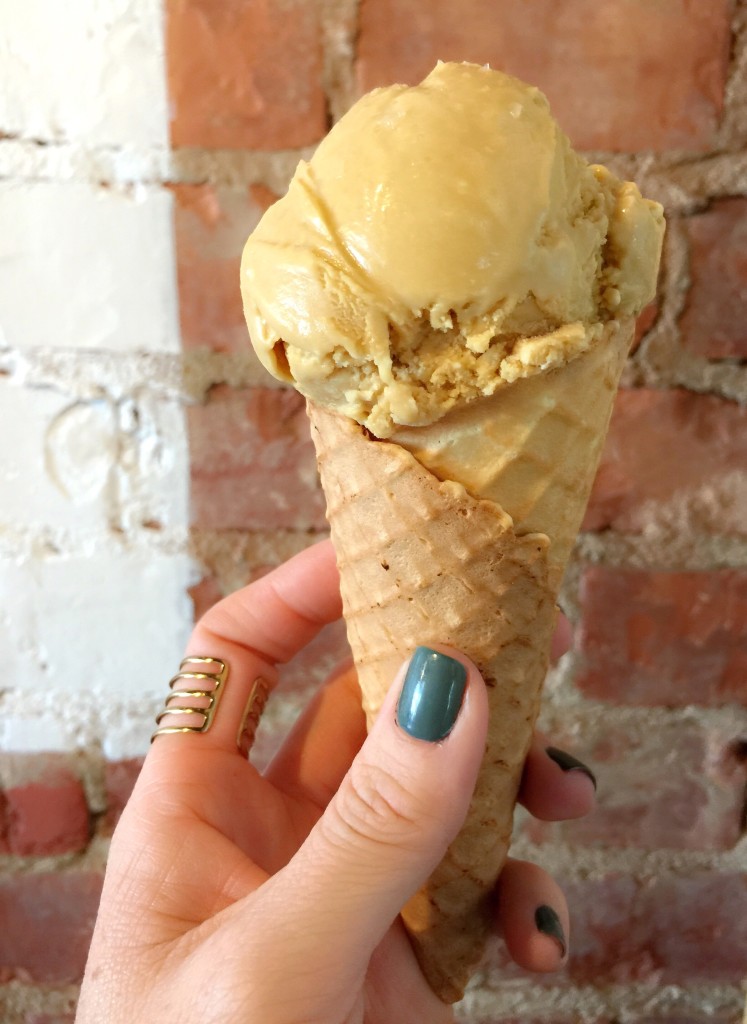 Salted Caramel Ice Cream with a fresh sprinkle of sea salt on top from Sweet Rose Creamery