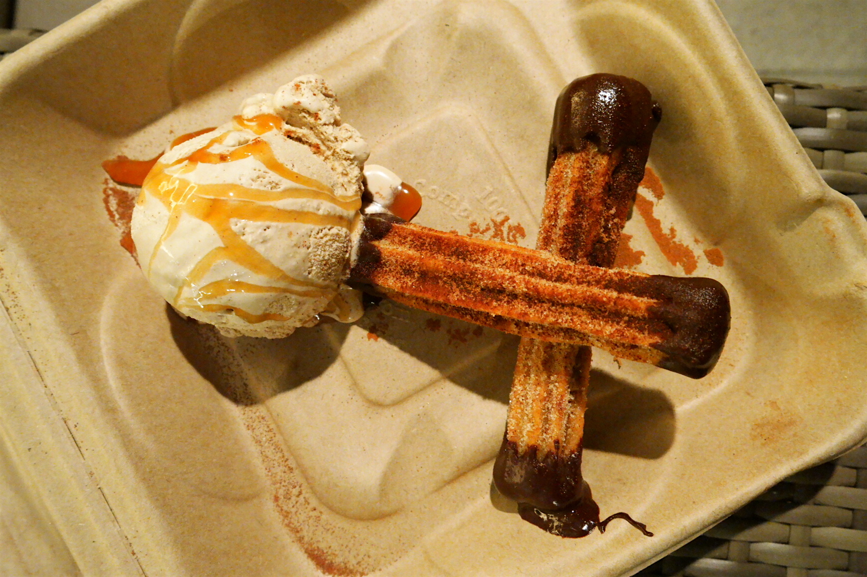 Chocolate Dipped Churros with Dulce de Leche Ice Cream